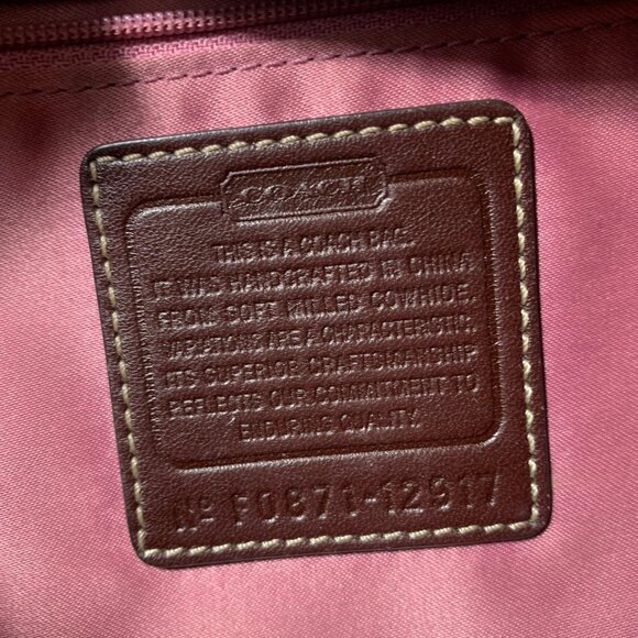 Coach 12917 Hamptons Brown Pleated Leather Hobo Shoulder Bag Zip Top Handbag - Picture 12 of 13